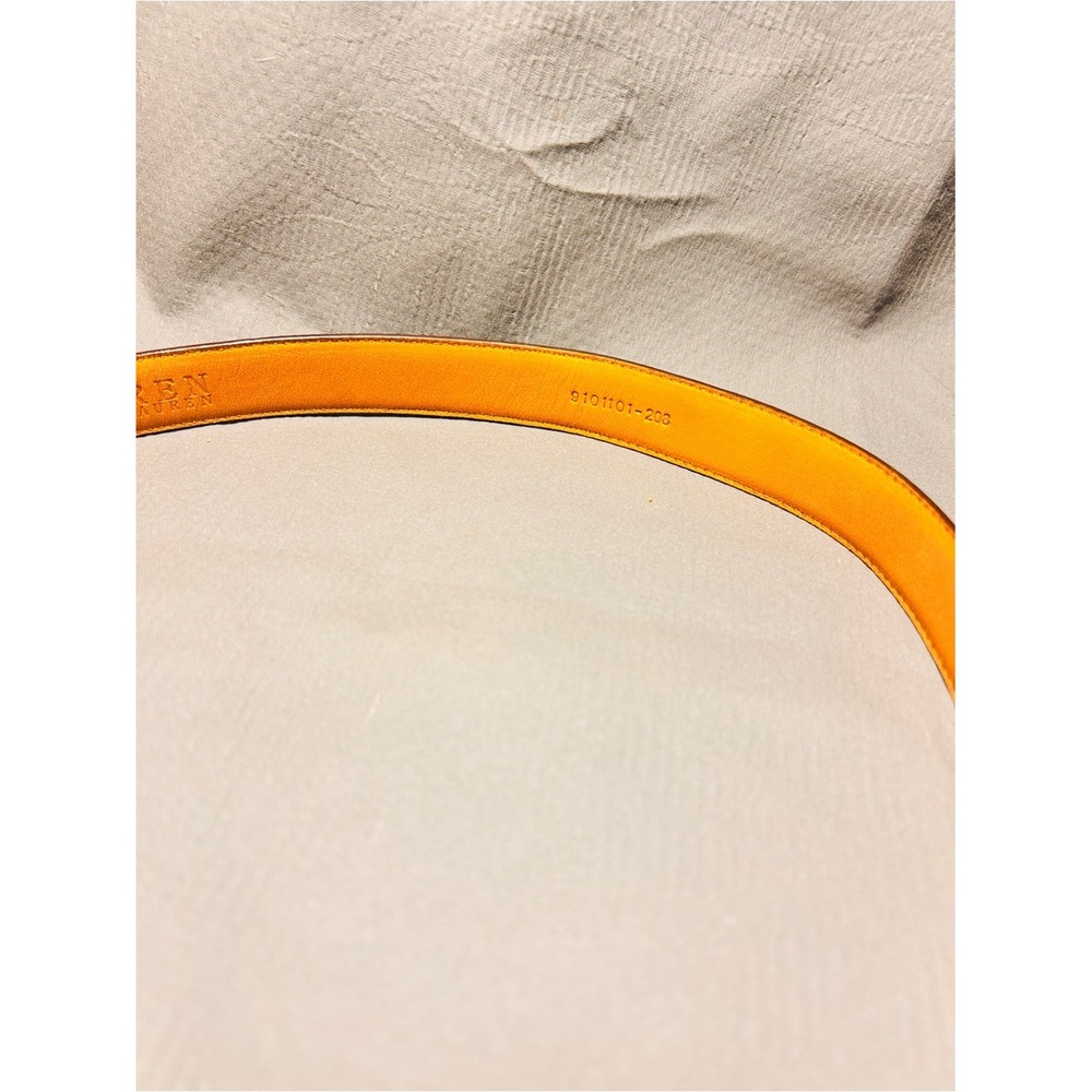 Lauren Ralph Lauren Womens Brown Italian Leather Belt Gold RL Logo Buckle Skinny - Picture 4 of 7
